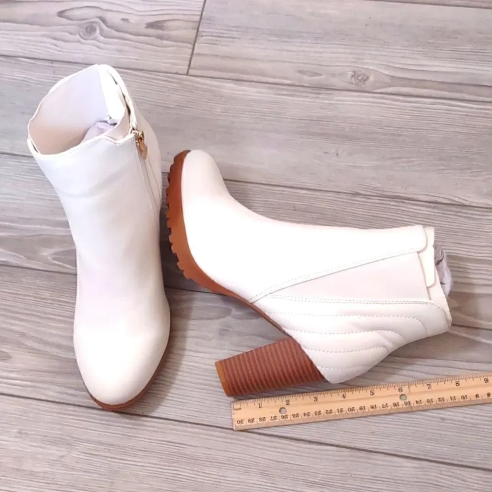 (C-4540)  KHPAERMEI Women's Chelsea Boots Platform Chunky Heeled Sz 43 (12.5)